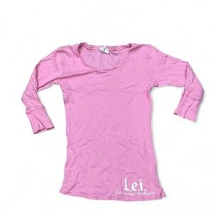 y2k pink l.e.i 3/4 length sleeve tee